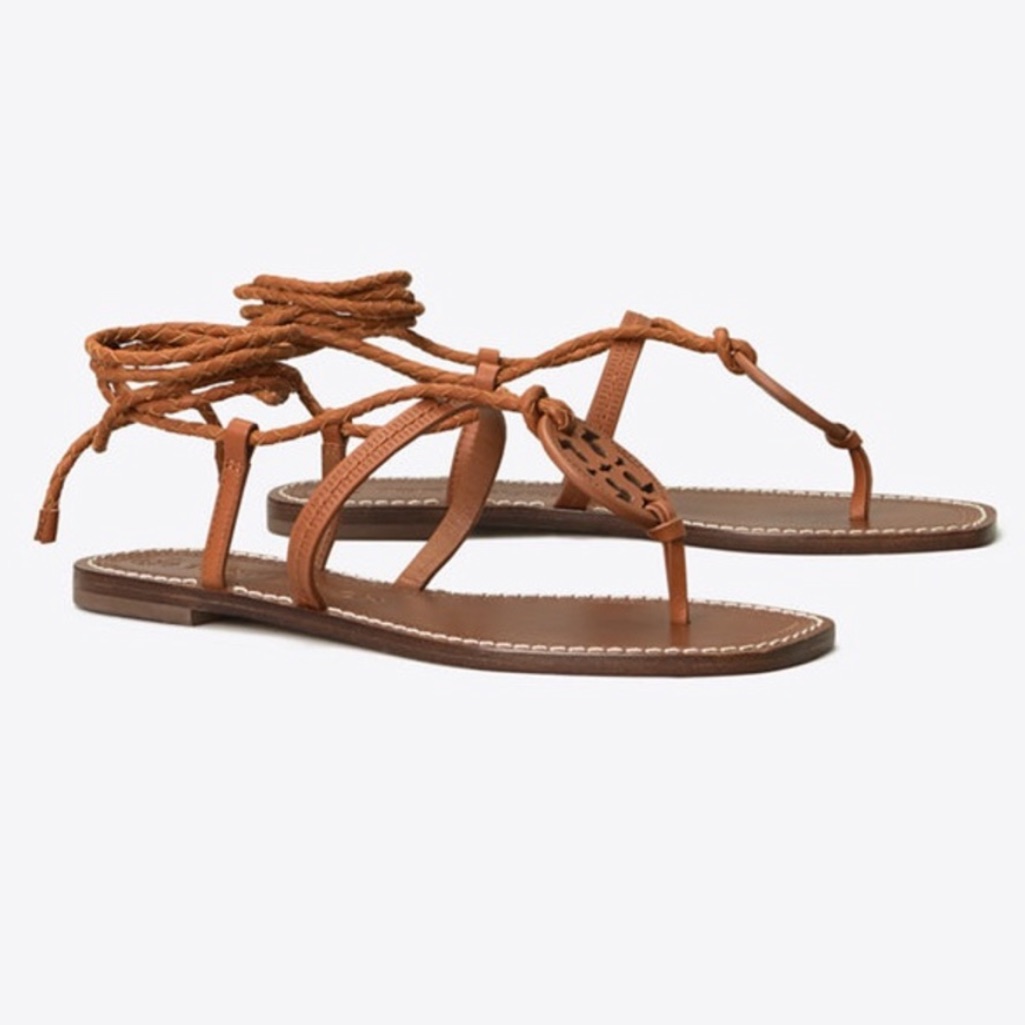 Tory Burch Miller Braided Ankle-Wrap Sandals Size 6.5 Nwot